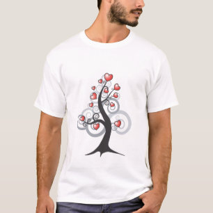 Camiseta T-shirt da árvore da fantasia do coração do amo