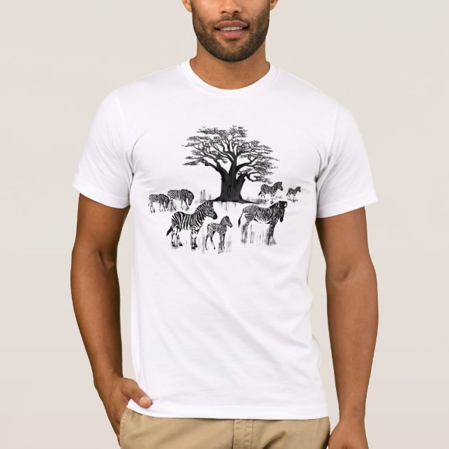 Camiseta T-shirt da árvore da zebra e do Baobab (Frente)