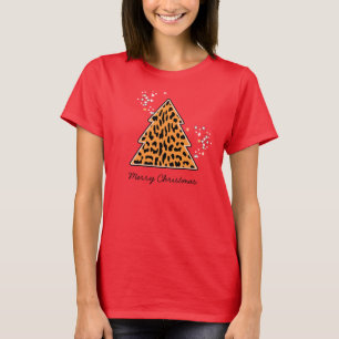 Camiseta T-shirt da árvore de Natal da chita do leopardo