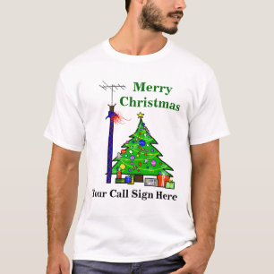 Camiseta T-shirt da árvore de Natal do radioamador