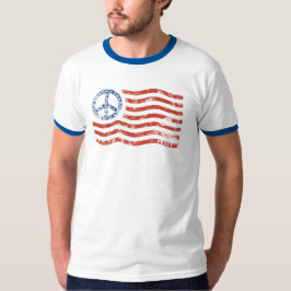 Camiseta T-shirt da bandeira americana de sinal de paz
