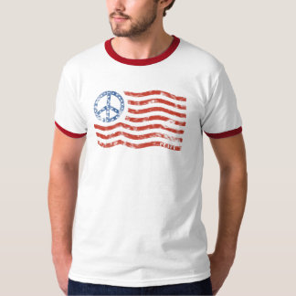 Camiseta T-shirt da bandeira americana de sinal de paz