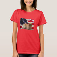 T-shirt da bandeira americana do golden retriever