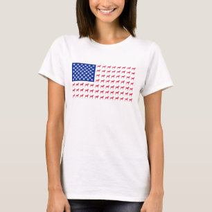 Camiseta T-shirt da bandeira americana do Vizsla das
