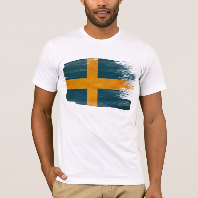 Camiseta T-shirt da bandeira da suecia (Frente)