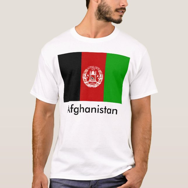 Camiseta T-shirt da bandeira de Afeganistão (Frente)