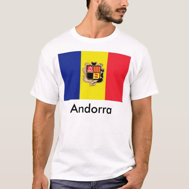 Camiseta T-shirt da bandeira de Andorra (Frente)