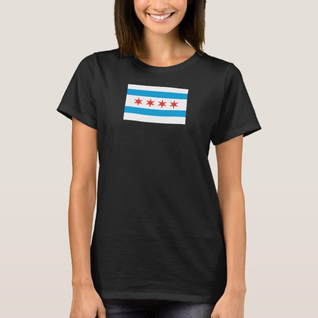 Camiseta T-shirt da bandeira de Chicago (Frente)