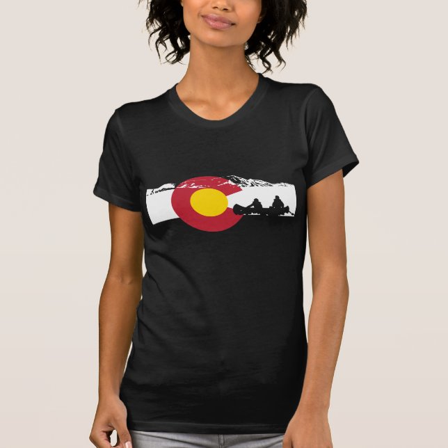Camiseta T-shirt da bandeira de Colorado - canoa - Canoeing (Frente)