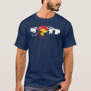 Camiseta T-shirt da bandeira de Colorado - skyline de
