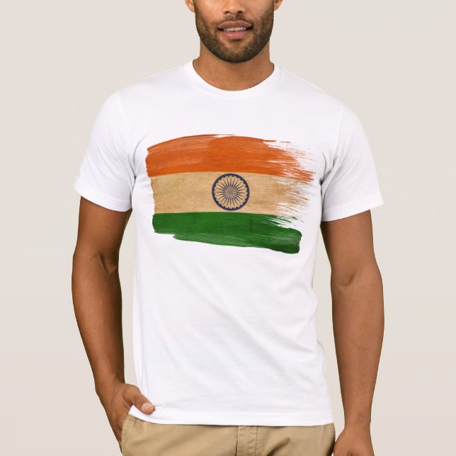 Camiseta T-shirt da bandeira de India (Frente)