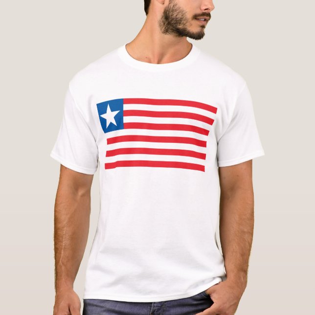 Camiseta T-shirt da bandeira de Liberia (Frente)