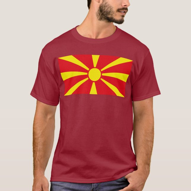 Camiseta T-shirt da bandeira de Macedónia (Frente)