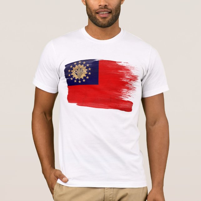 Camiseta T-shirt da bandeira de Myanmar (Frente)