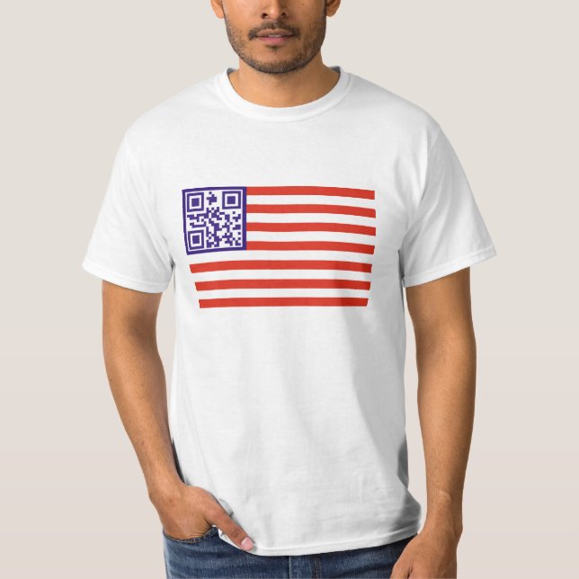 Camiseta T-shirt da bandeira de QR (Google.com) (Frente)