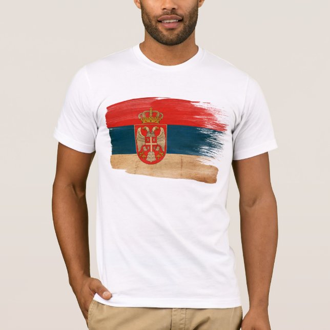 Camiseta T-shirt da bandeira de Serbia (Frente)
