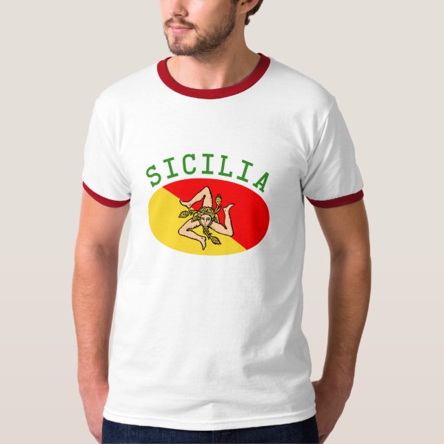 Camiseta T-shirt da bandeira de Sicilia (Frente)