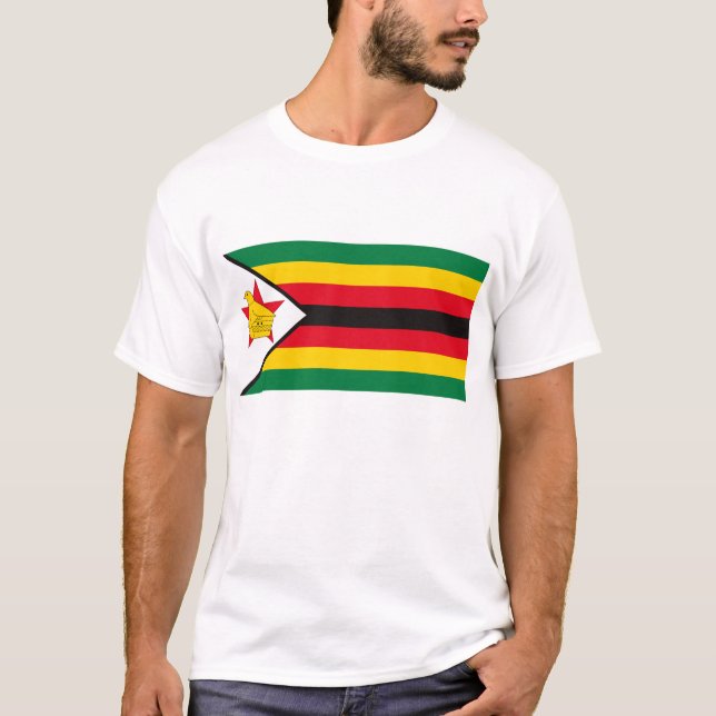 Camiseta T-shirt da bandeira de Zimbabwe (Frente)