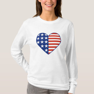 Camiseta T-shirt da bandeira do coração dos EUA
