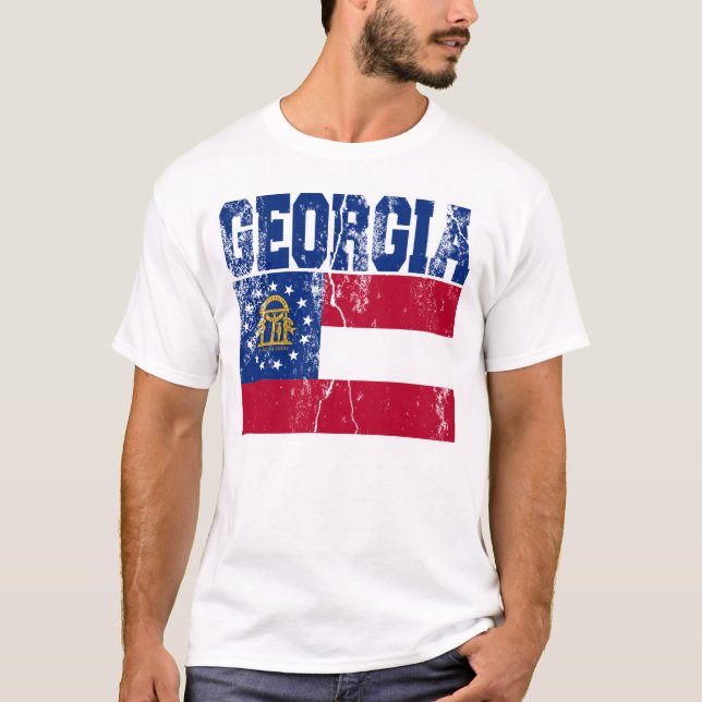 Camiseta T-shirt da bandeira do estado de Geórgia (Frente)