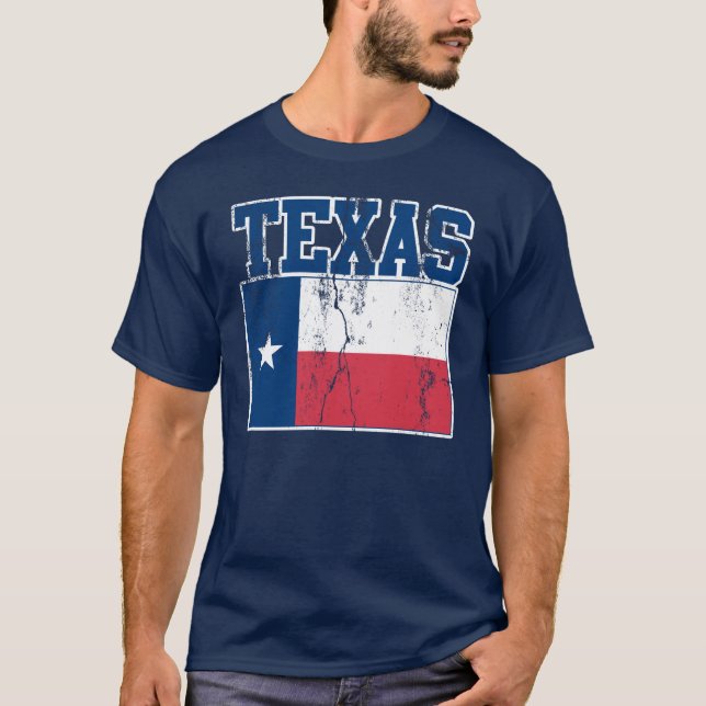Camiseta T-shirt da bandeira do estado de Texas (afligido) (Frente)