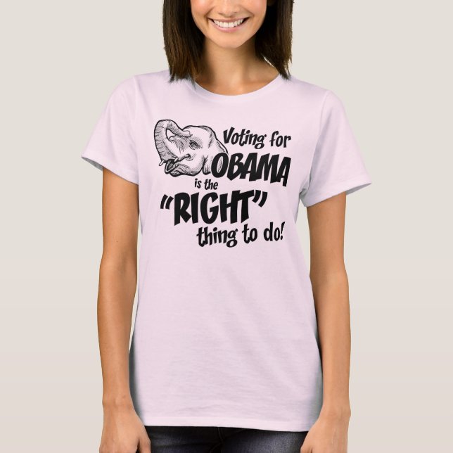 Camiseta T-shirt da boneca da coisa certa de Obama do voto (Frente)