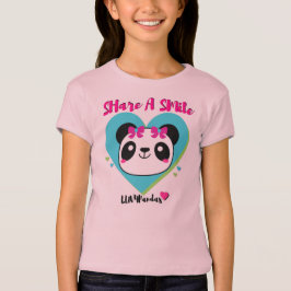 Camiseta T-shirt da boneca da panda dos corações & dos