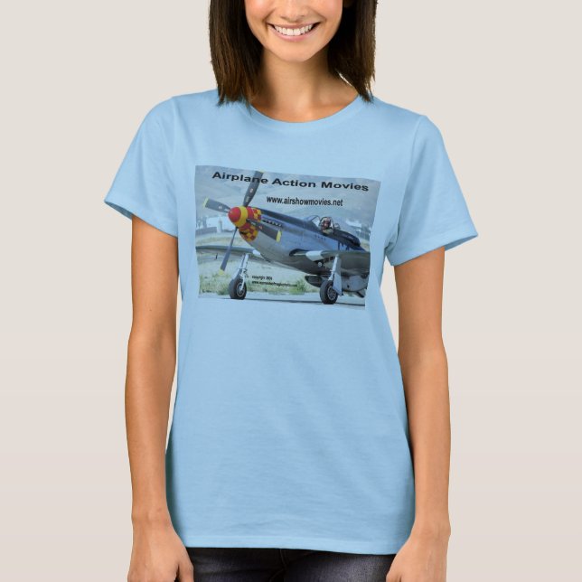 Camiseta T-shirt da boneca de Ladie do mustang P-51 (Frente)