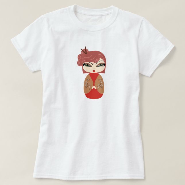 Camiseta T-Shirt da Boneca Kokeshi (Frente do Design)