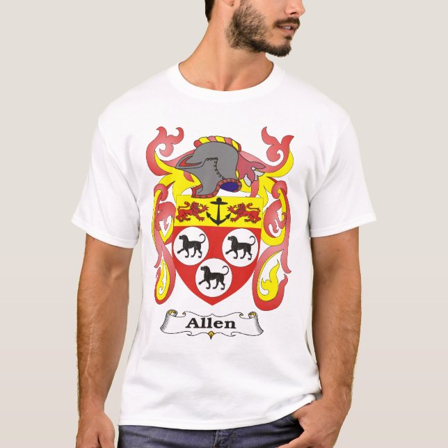 Camiseta T-shirt da brasão da família de Allen (Frente)