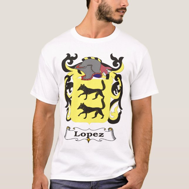 Camiseta T-shirt da brasão da família de López (Frente)