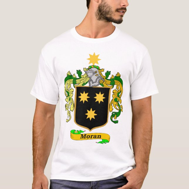 Camiseta T-shirt da brasão da família de Moran (irlandês) (Frente)