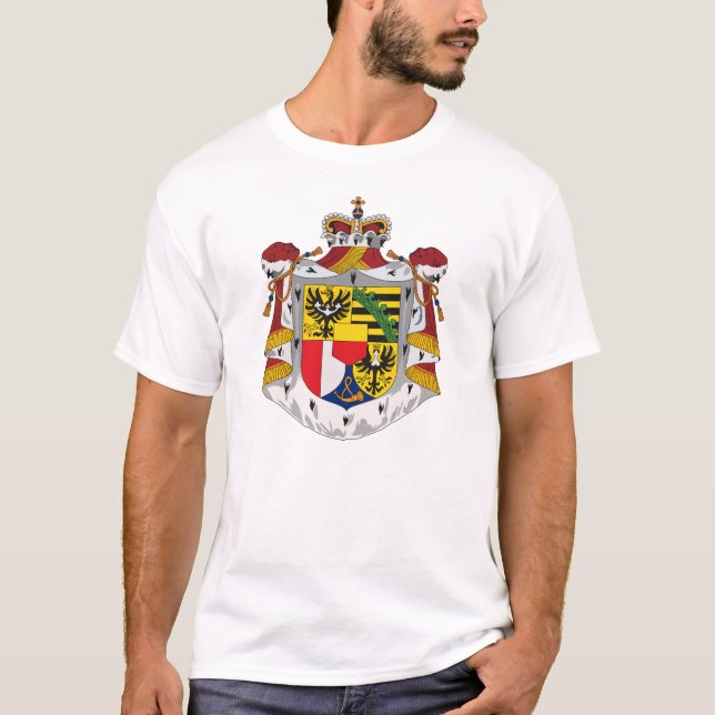 Camiseta T-shirt da brasão de Liechtenstein (Frente)