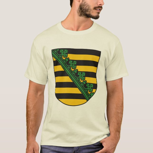Camiseta T-shirt da brasão de Saxony (Sachsen) (Frente)