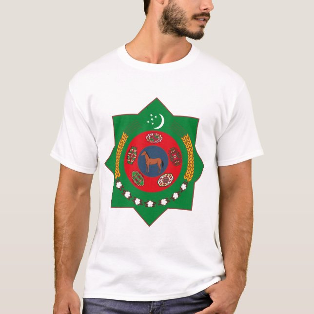 Camiseta T-shirt da brasão de Turkmenistan (Frente)