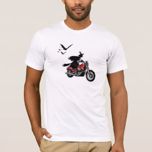 Camiseta T-shirt da bruxa da equitação da motocicleta