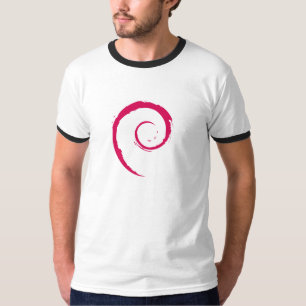 Camiseta T-shirt da campainha de Debian, branco/preto