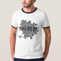 T-shirt da campainha do mapa de Paris