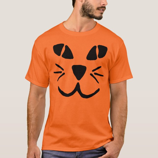 Camiseta T-shirt da cara da abóbora da Gato-o-Lanterna (Frente)
