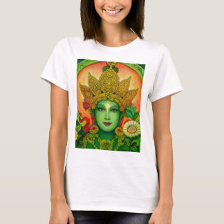Camiseta T-shirt da cara de Tara verde da deusa