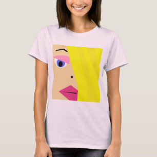Camiseta T-shirt da cara do abstrato da menina dos desenhos