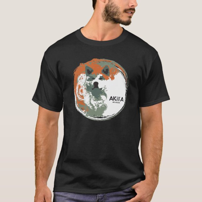 Camiseta T-shirt da cara do inu de Akita (Frente)