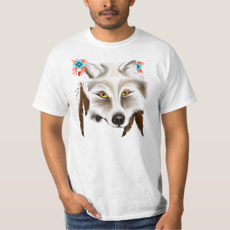 Camiseta T-shirt da cara do lobo branco
