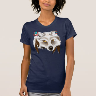 Camiseta T-shirt da cara do lobo branco