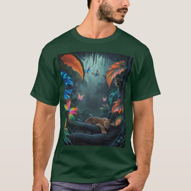 Camiseta T-shirt da cena da selva exótica (Frente)