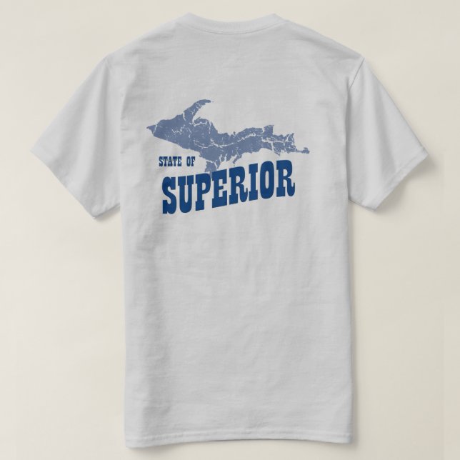 Camiseta T-shirt da Cinza UP Michigan Yooper Superior Mens (Verso do Design)