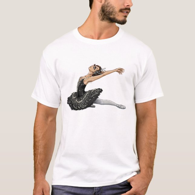 Camiseta T-shirt da cisne preta (Frente)