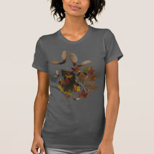 Camiseta T-shirt da colagem das folhas de bordo do sicômor