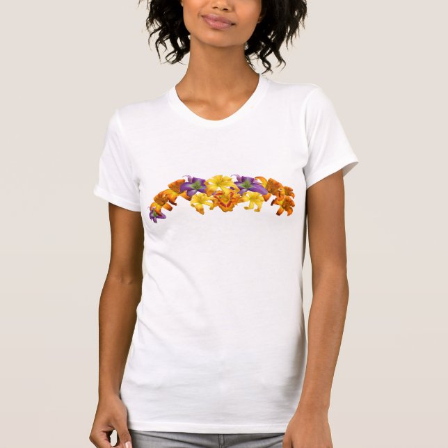 Camiseta T-shirt da colagem do hemerocallis (Frente)