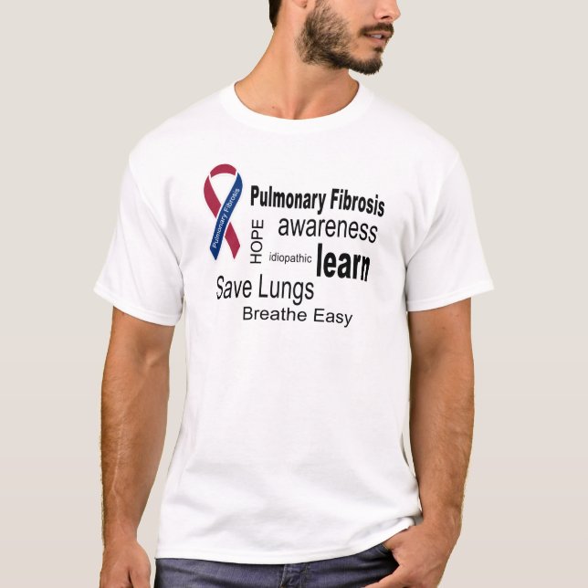 Camiseta T-shirt da consciência da fibrose pulmonaa (Frente)